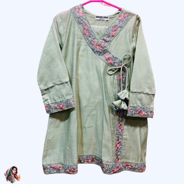 ANGRAKHA STYLE FROCK - VISCOSE -  STITCHED - 2 PC - RLS-K-24-1013 - Image 1