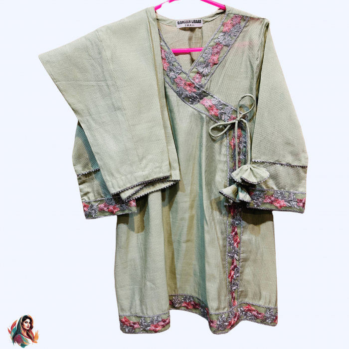 ANGRAKHA STYLE FROCK - VISCOSE -  STITCHED - 2 PC - RLS-K-24-1013 - Image 3