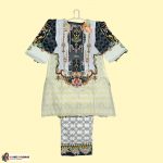 Off-White Dress with Black Printed Design - LAWN - 2 PC - STITCHED - RLS-K-24-1024