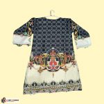 Off-White Dress with Black Printed Design - LAWN - 2 PC - STITCHED - RLS-K-24-1024 - Image 2