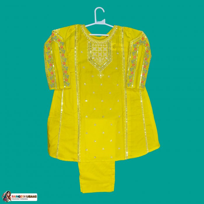 LEMON EMBROIDERED FROCK STYLE 2 PC - 9 to 10 - Kids - RLS-K-24-3031 - Image 1
