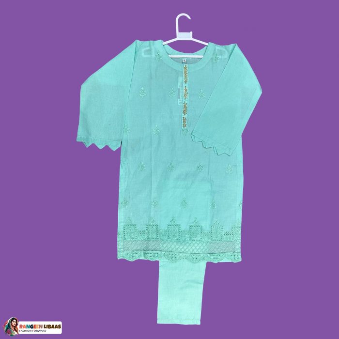 LIGHT GREEN 2 PC EMBROIDERED - 9 to 10 - Kids - RLS-K-24-3032 - Image 1