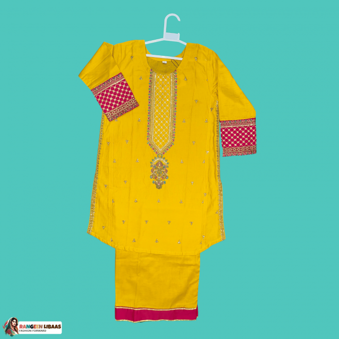 MUSTARD 2 PC EMBROIDERED - 9 to 10 - Kids - RLS-K-24-3034 - Image 1