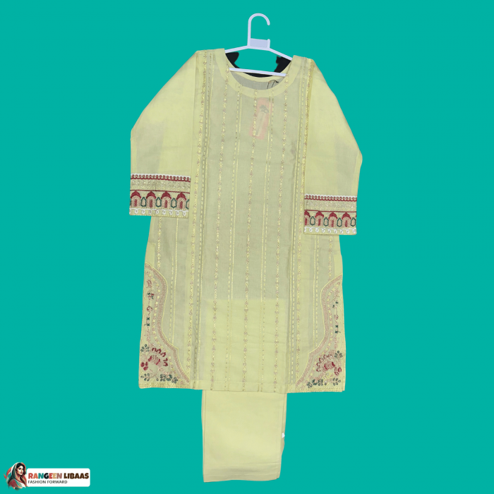 LIGHT YELLOW 2 PC EMBROIDERED - 12 to 13 - Kids - RLS-K-24-3037 - Image 1
