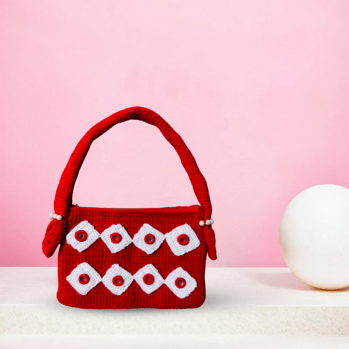 handmade-handbag-woolen-RLS-HB-24-2003 RED WOOLEN BAG - HANDMADE - RLS-HB-24-2003 - Image 1