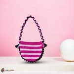 PINK WOOLEN BAG WITH WHITE FLOWER - HANDMADE - RLS-HB-24-2005 - Image 2