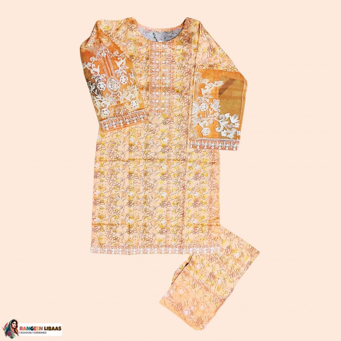 ORANGE EMBROIDERED - LAWN - 2 PC - STITCHED - RLS-K-24-1035 - Image 1